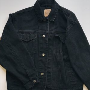 Vintage County Seat Oversized Black Denim Jacket.
